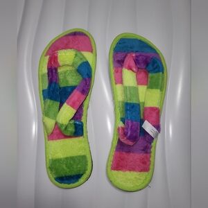 Colorful Striped Fuzzy Slippers (L 9/10)